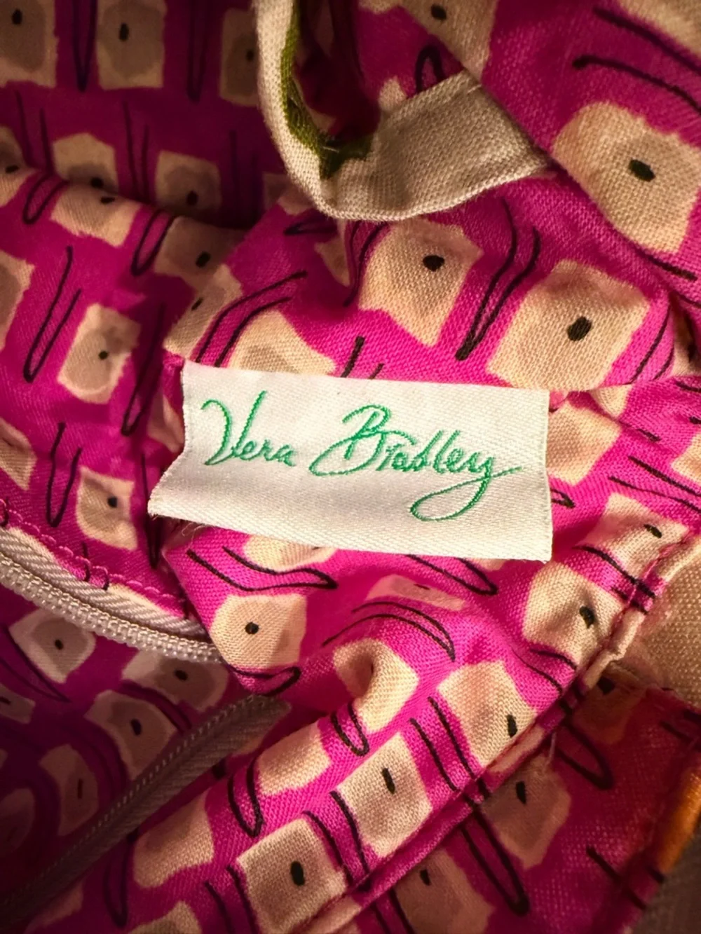 Vera Bradley Floral Quilted Satchel Bag Neutral Multi Cotton w Detachable Strap